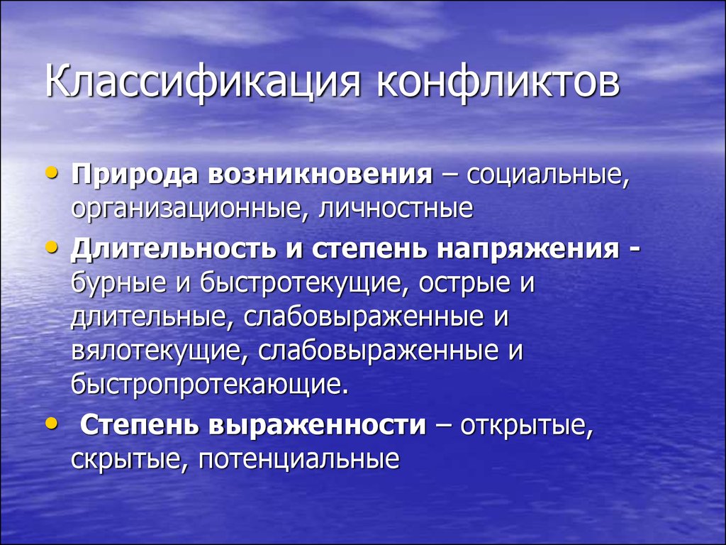 Классификация конфликтов презентация