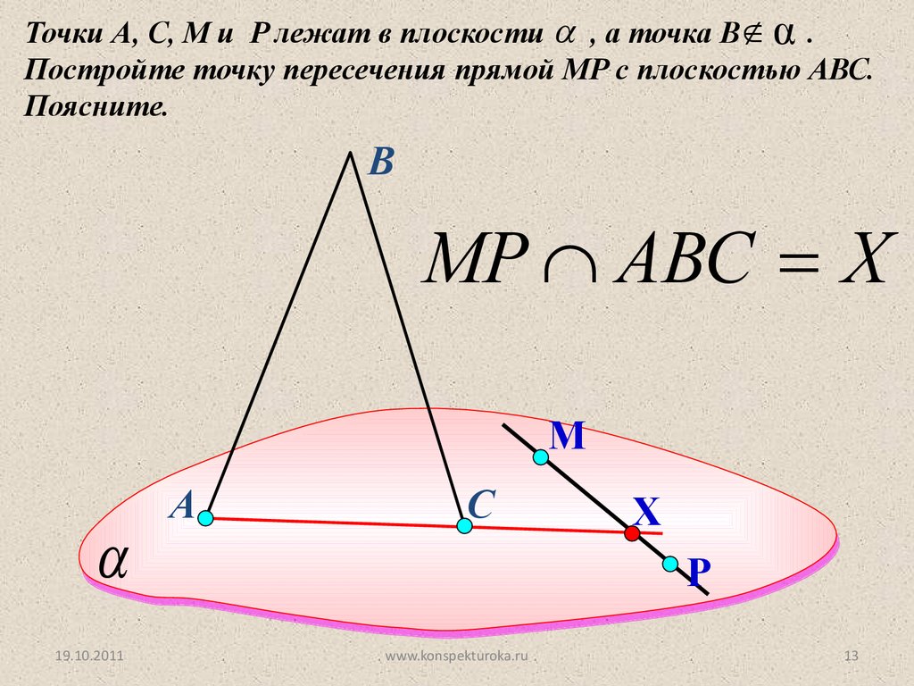 Постройте точку м. Точка а не принадлежит плоскости Альфа. Точка пересечения прямой и плоскости в пространстве. Точка м лежит в плоскости. Построить точку пересечения прямой МР С плоскостью АВС.