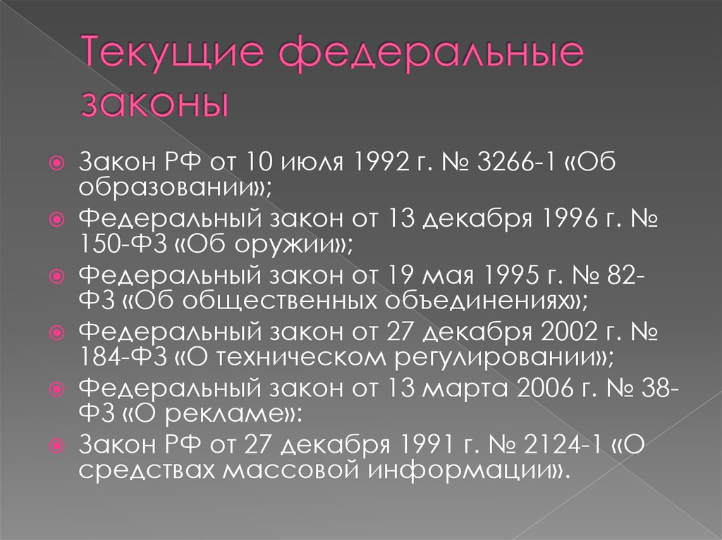 Федеральный закон 1996. Текущие федеральные законы. Текущие законы примеры. Текущие федеральные законы примеры. Текущие законы это.