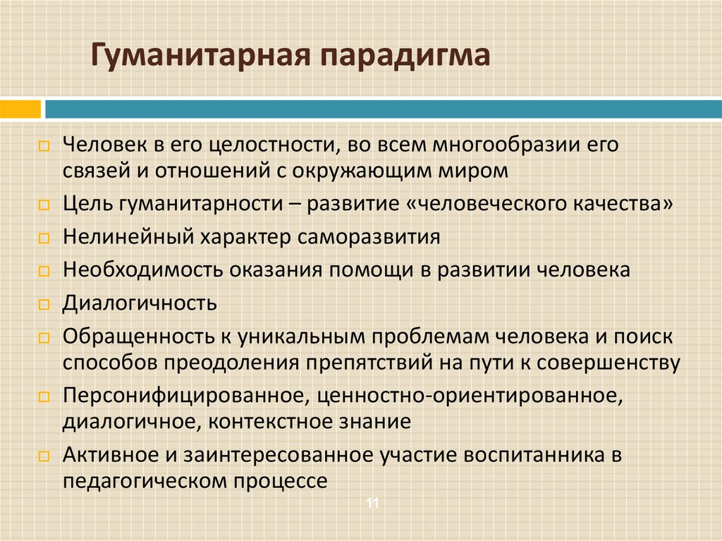 Парадигмы современной школы. Гуманитарная парадигма. Естественнонаучная и гуманитарная парадигмы. Гуманитарная парадигма воспитания.