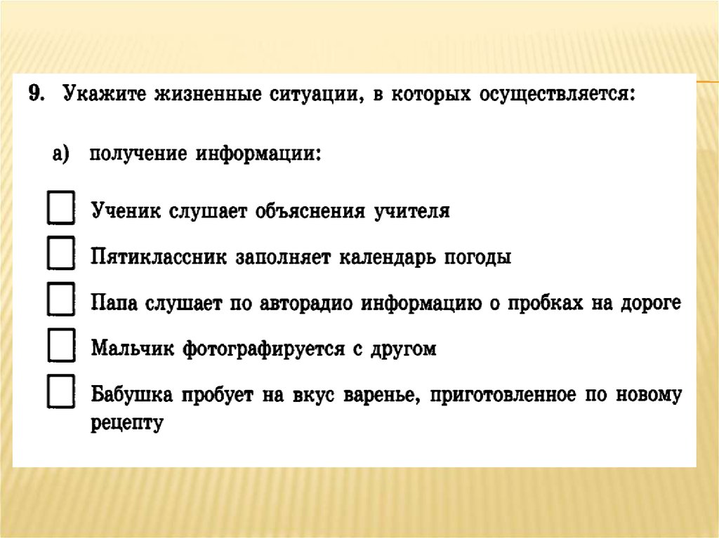 Укажите жизненные ситуации в которых осуществляется передача информации пятиклассник рисует природу