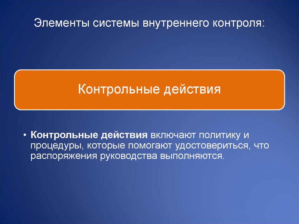 Единичное контрольное действие. Элементы системы внутреннего контроля. Ревизия презентация.