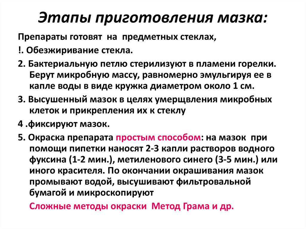 Метод посложнее. Техника приготовления мазка препарата микробиология. Этапы приготовления препарата мазка. Методика приготовления мазка препарата микробиология. Этапы приготовления микроскопических препаратов.