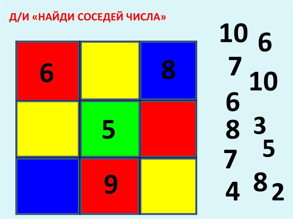 Числа соседи для дошкольников по математике в картинках