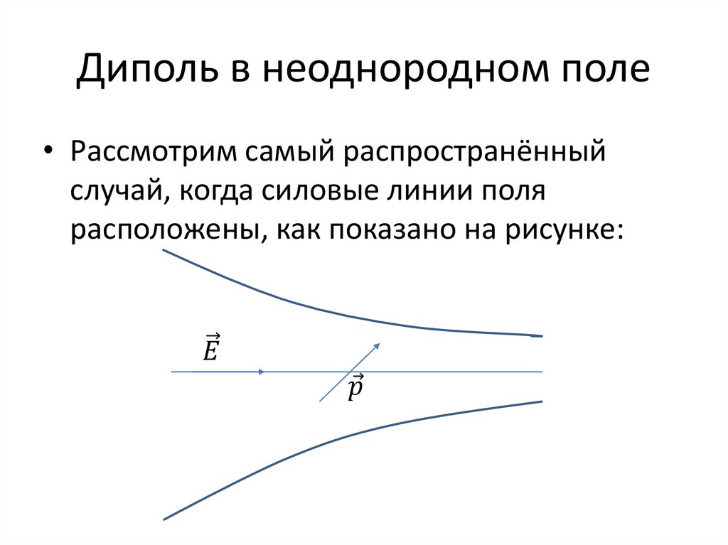 При внесении в неоднородное поле так как показано на рисунке свободный диполь