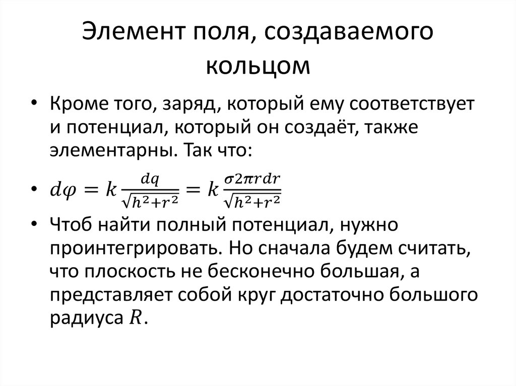 Элемент поля, создаваемого кольцом