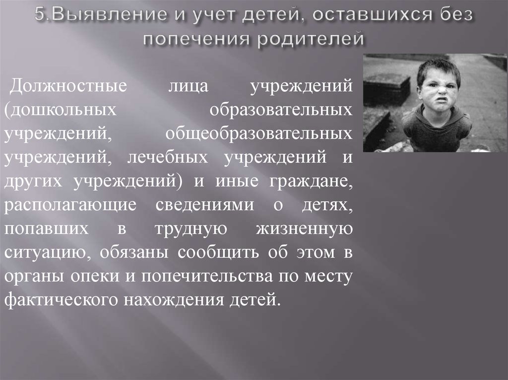 Порядок организации централизованного учета детей оставшихся без попечения родителей схема