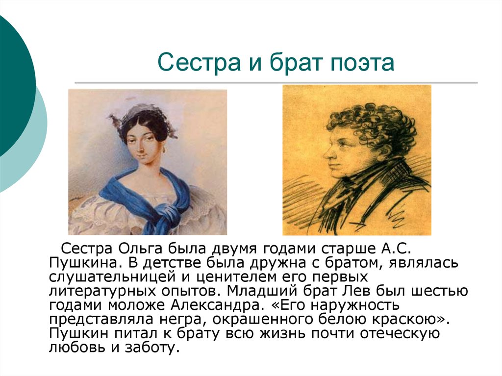 По словам младшего брата пушкин. Братья и сестры Пушкина. Брат и сестра Пушкина в детстве. Портреты брата и сестры Пушкина. Пушкин брат и сестра поэта.