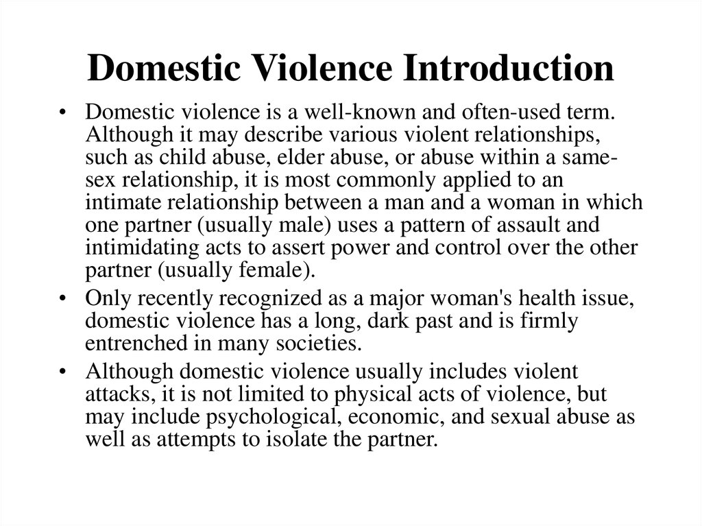 introduction to domestic violence essay