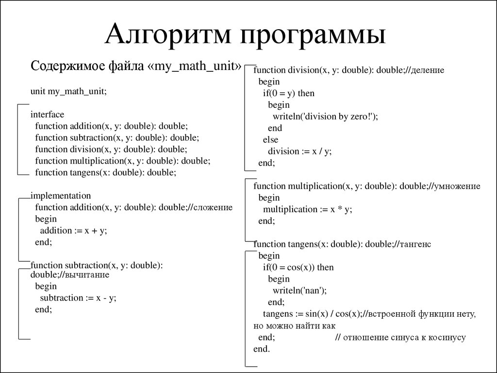 Алгоритм программа