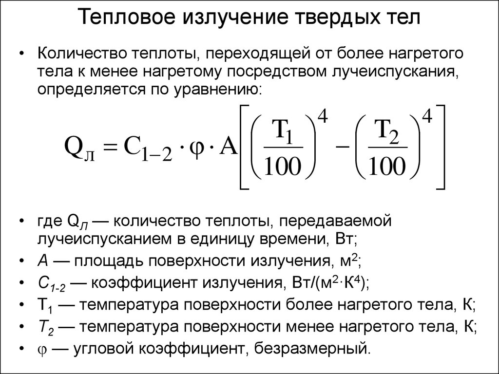 Теплообмен излучением - презентация онлайн