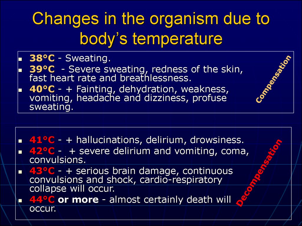 Changes in the organism due to body’s temperature