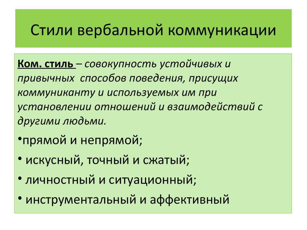 Стили Общения Понятия Стиля И Его Характеристика