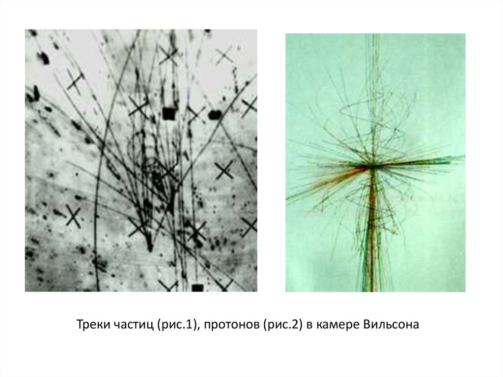 Комплект фотографий треков частиц