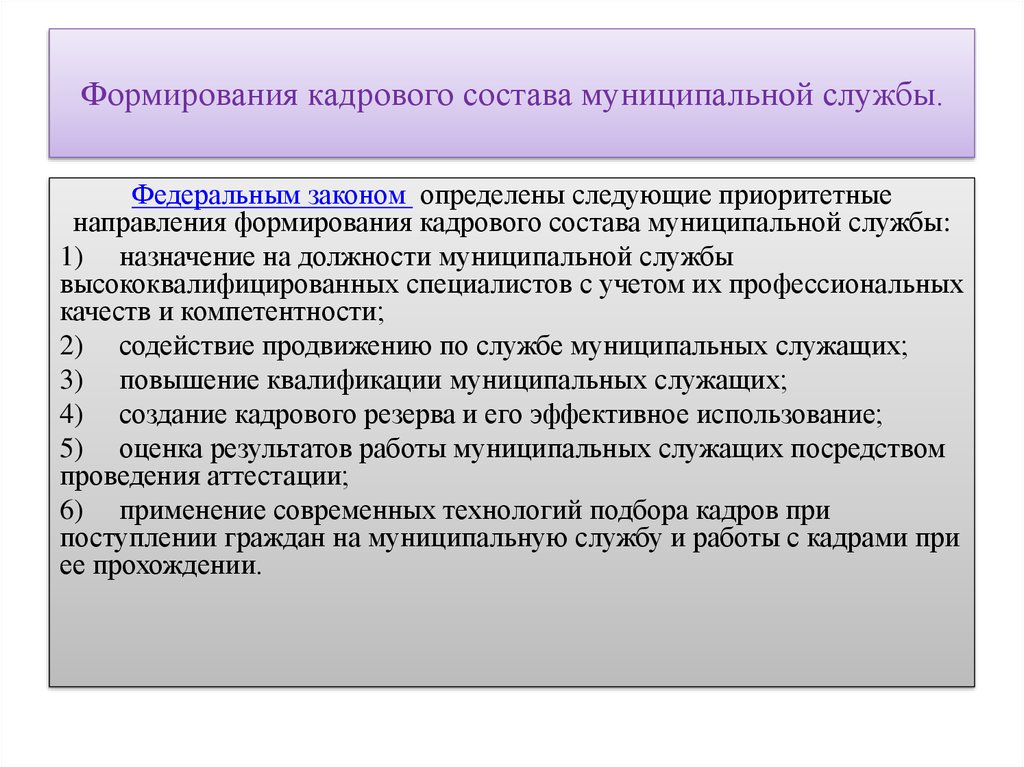 Муниципальная работа. Принципы формирования кадрового состава. Принципы формирования кадрового состава гражданской службы. Проблемы кадрового СОСТАВВ. Развитие кадровой службы.