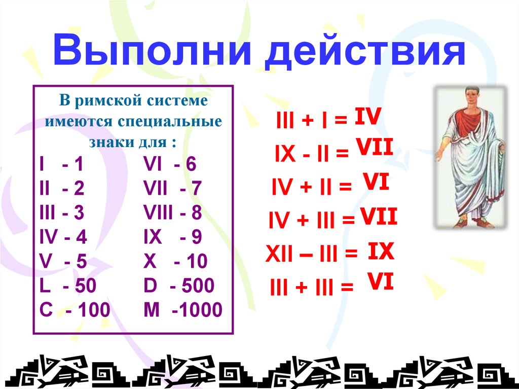 Ii iv vii. Римской системы. D В римской системе. 9 В римской системе. 100 В римской системе.