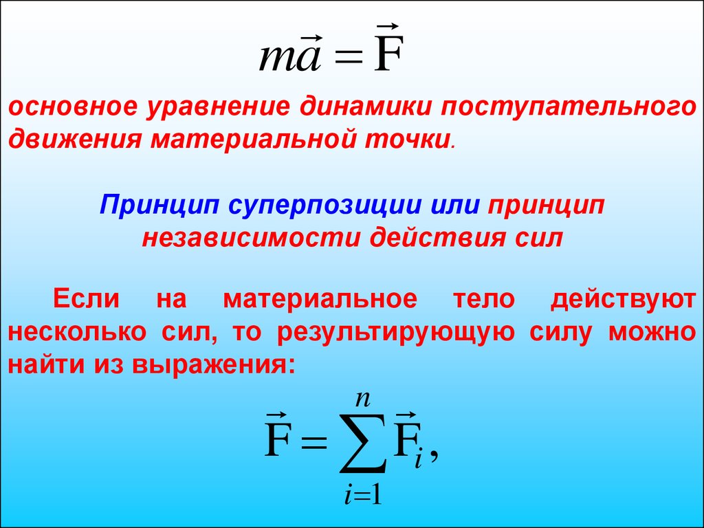 Уравнение движения материальной. Уравнение динамики поступательного движения. Основное основное уравнение динамики поступательного движения. Основной уравнение динамики поступательного движения. Уравнение динамики поступательного движения (два вида).