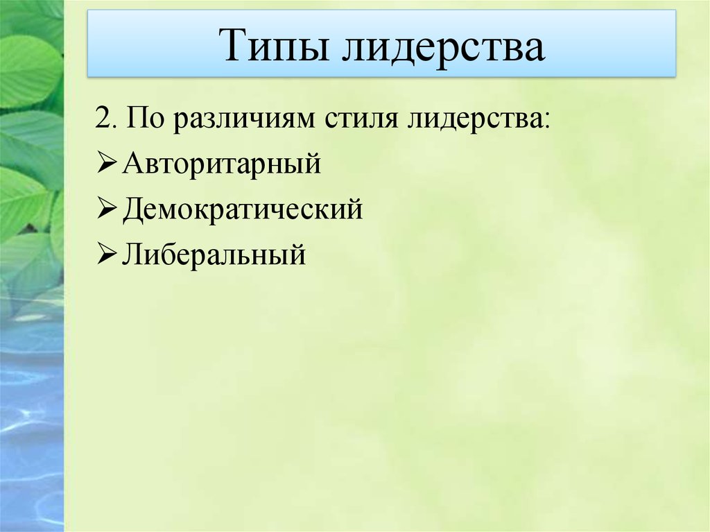 Типы лидерства