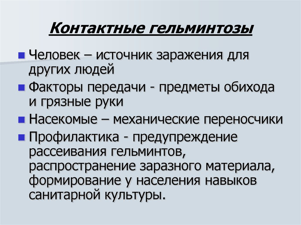 Контактные гельминтозы дополнить схему