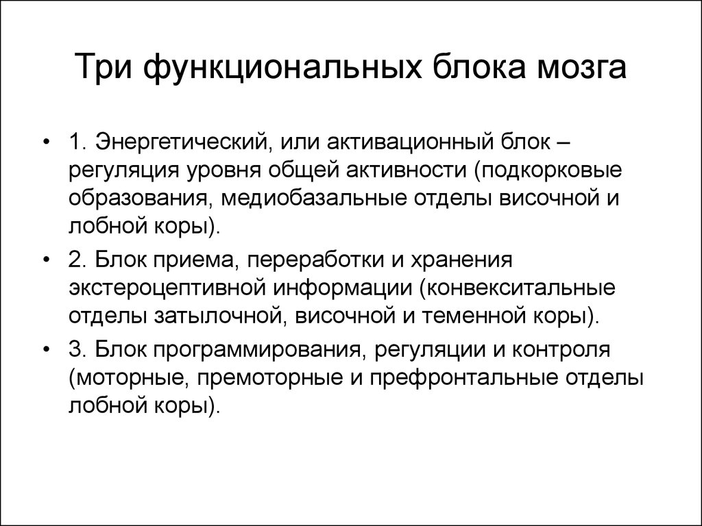 Функциональные теории мозга. 3 Функциональных блока мозга по Лурия. Три функциональных блока. Функции третьего блока мозга. Три блока мозга таблица.