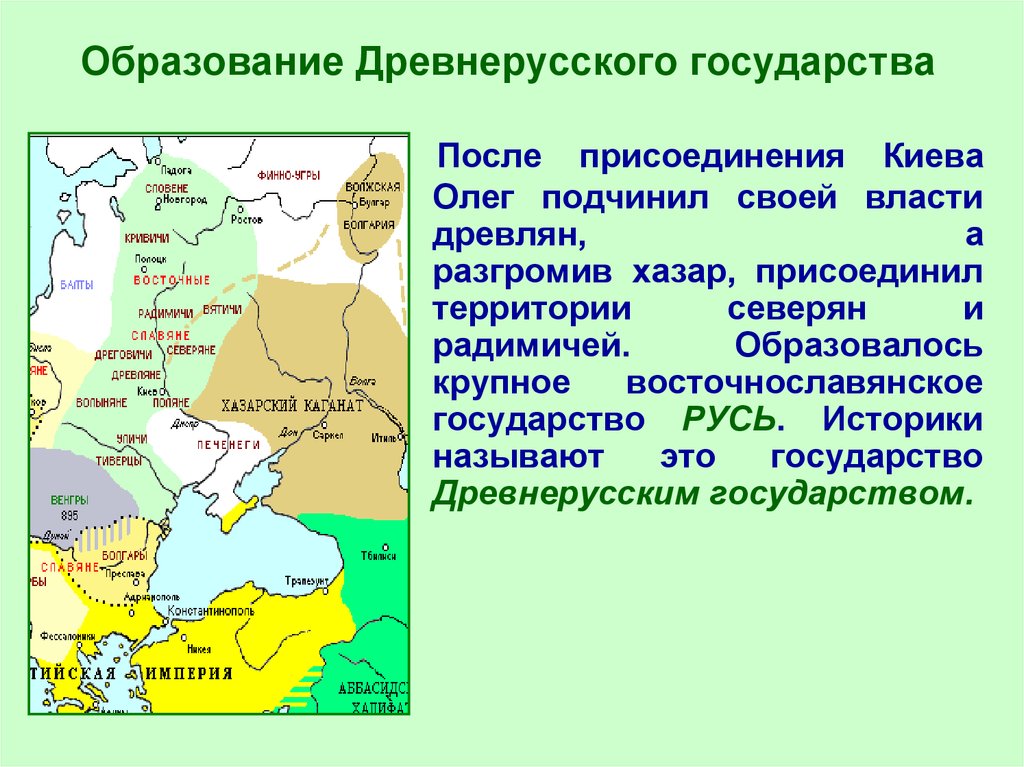 С каким событием связано образование древнерусского государства