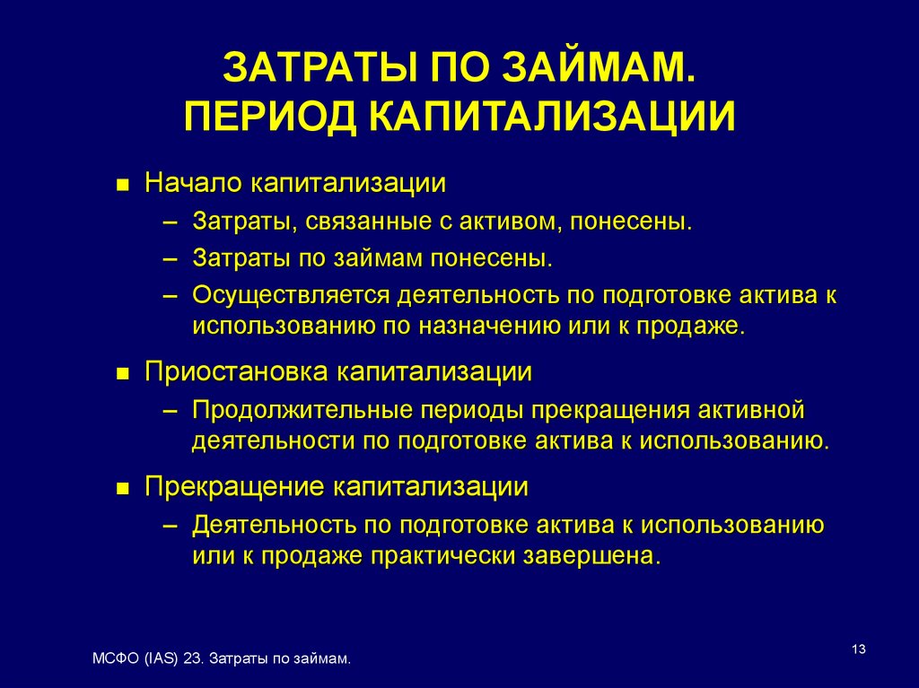 Презентация по мсфо 23 затраты по займам