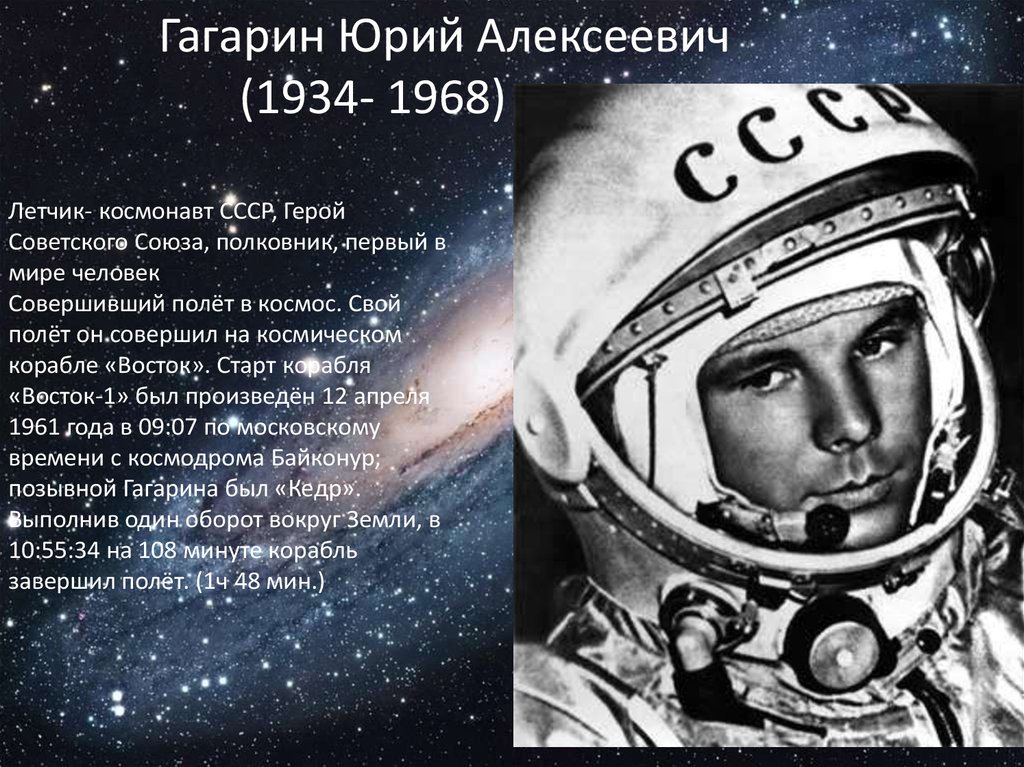 Гагарин в каком возрасте полетел в космос