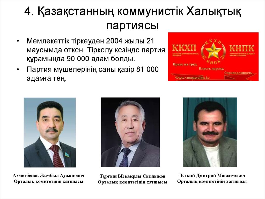 4. Қазақстанның коммунистік Халықтық партиясы