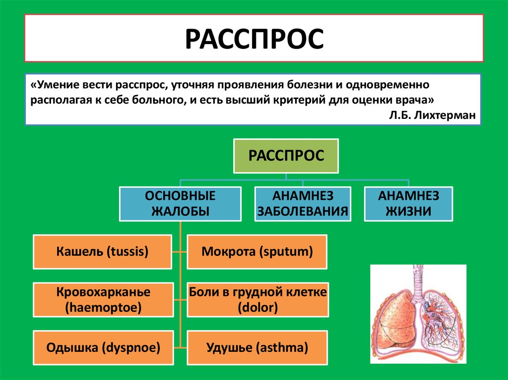 Расспрос пациента схема