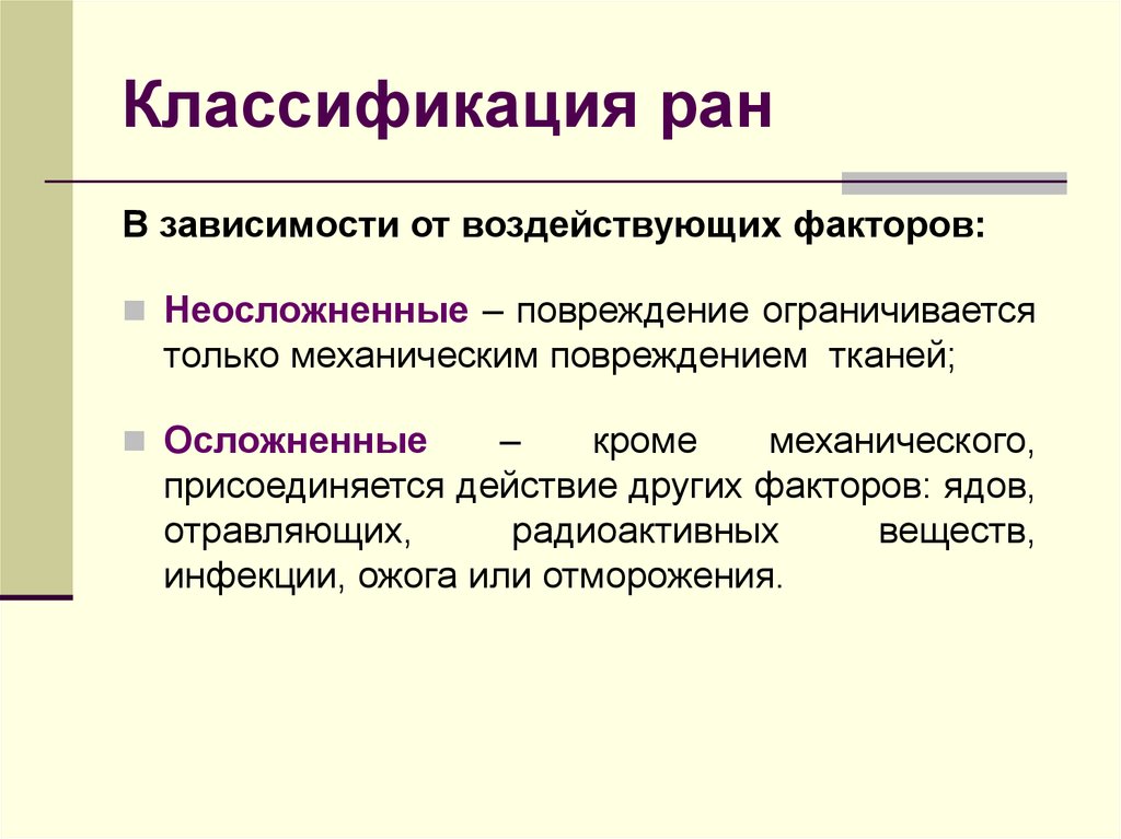 Раны классификация презентация