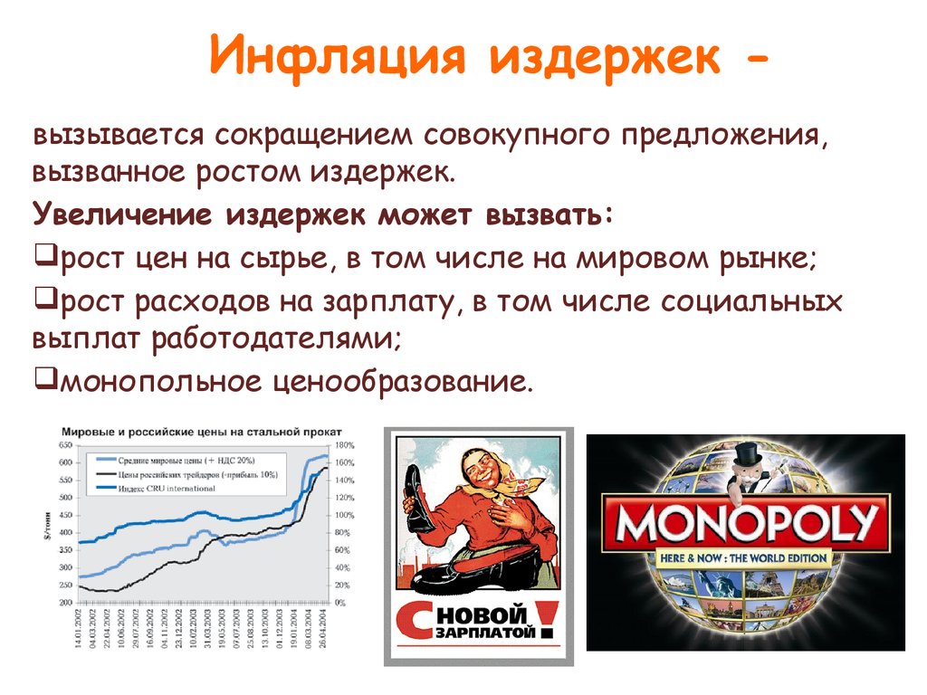 Предложение вызывает. Инфляция издержек. Инфляция издержек вызывается. Причины инфляции издержек. Инфляция издержек примеры.