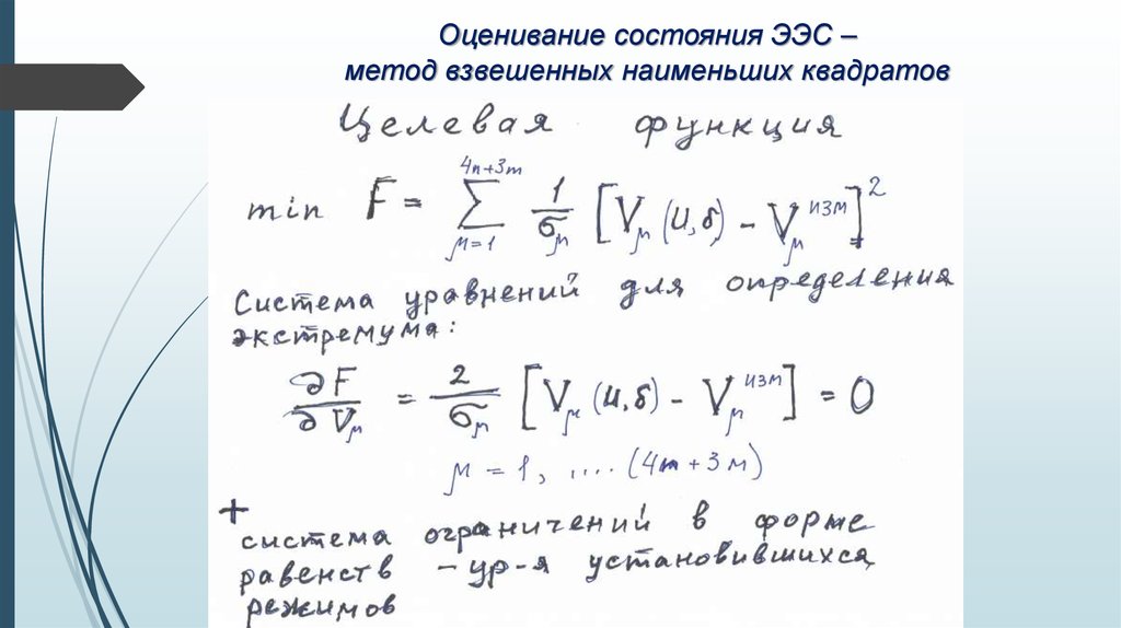 Оценивание состояния ЭЭС – метод взвешенных наименьших квадратов