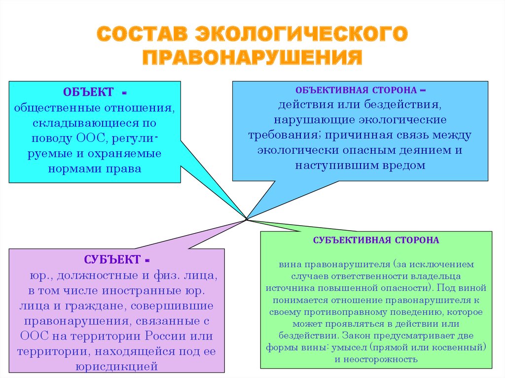 Экологические правонарушения план