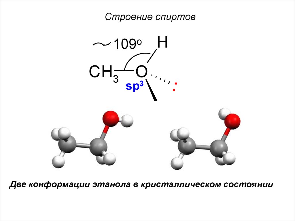 Электронное строение спиртов