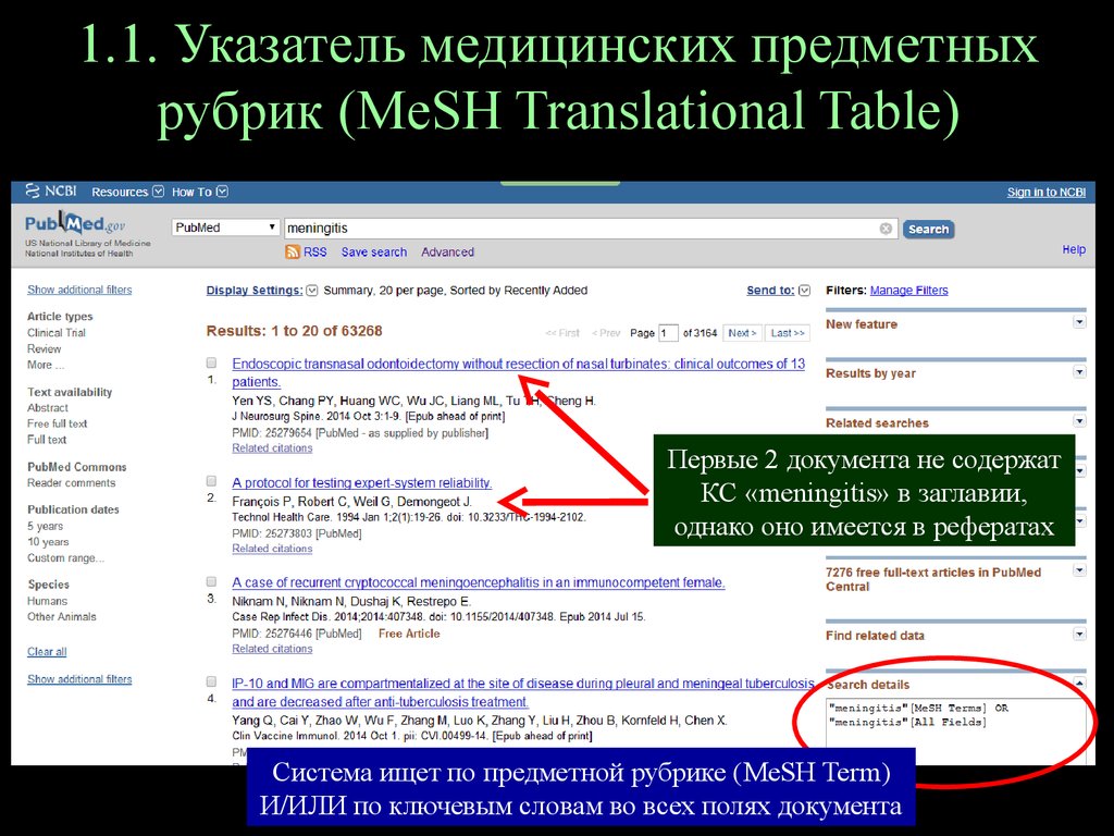 Предметна рубрика. Предметная рубрика. Как искать в PUBMED по ключевым словам.