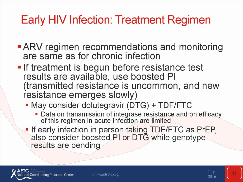 Early HIV Infection: Treatment Regimen