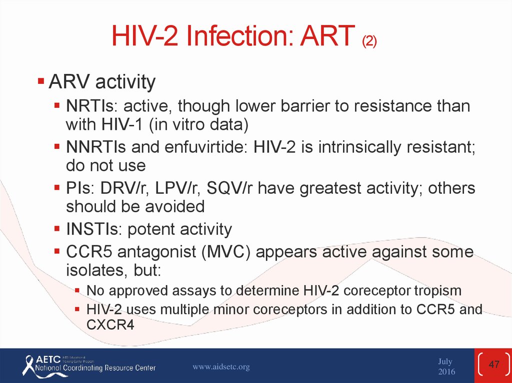 HIV-2 Infection: ART (2)
