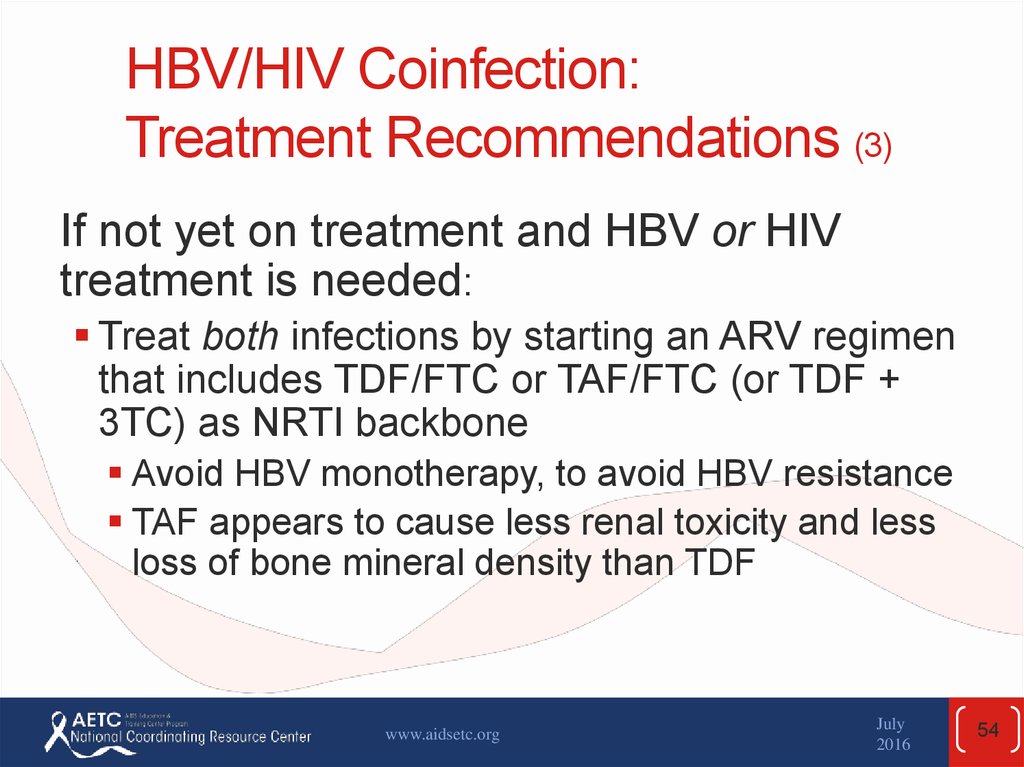 HBV/HIV Coinfection: Treatment Recommendations (3)