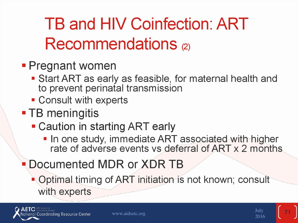 TB and HIV Coinfection: ART Recommendations (2)