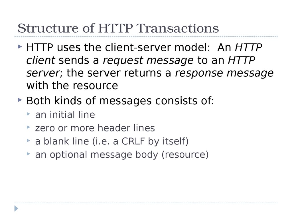 Structure of HTTP Transactions