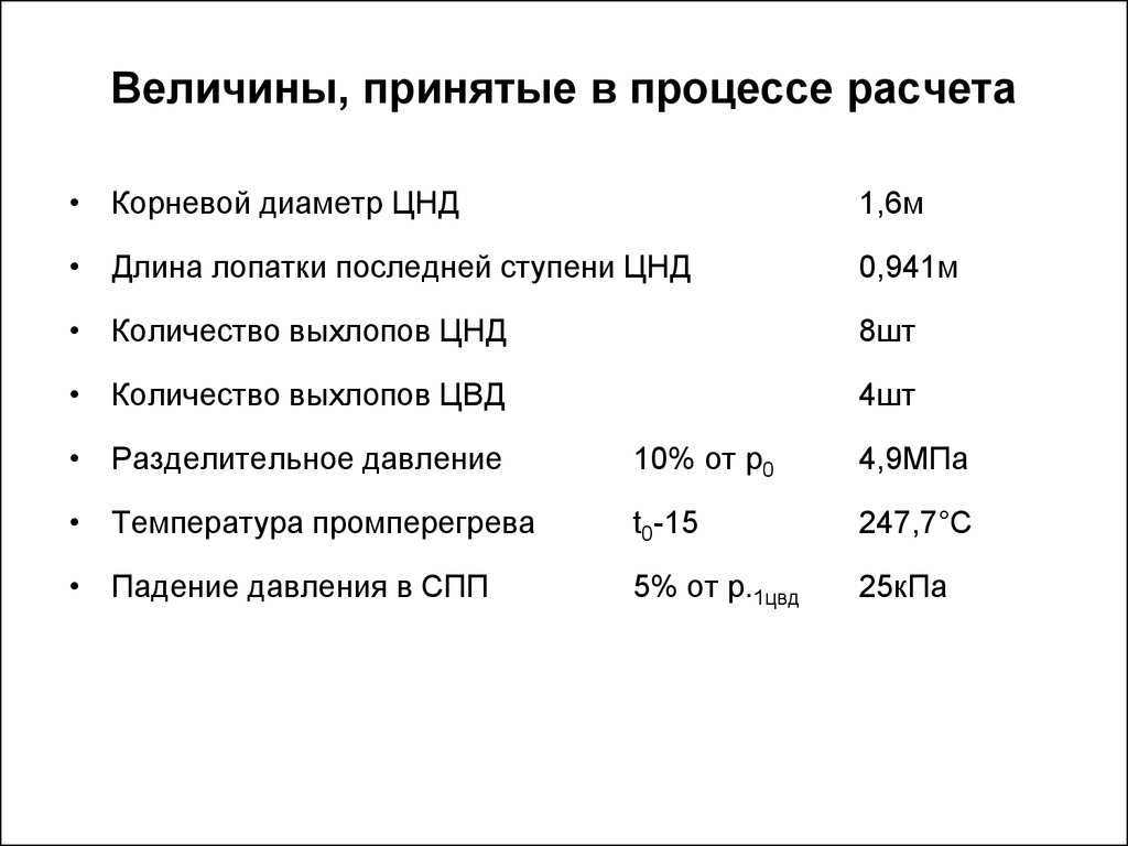 В процессе расчета. — Величины, полученные в процессе вычисления. Расчетная и принятая величина. Величина принимающая в процессе приложения. Потери с выходной скоростью по выходным характеристикам ЦНД.