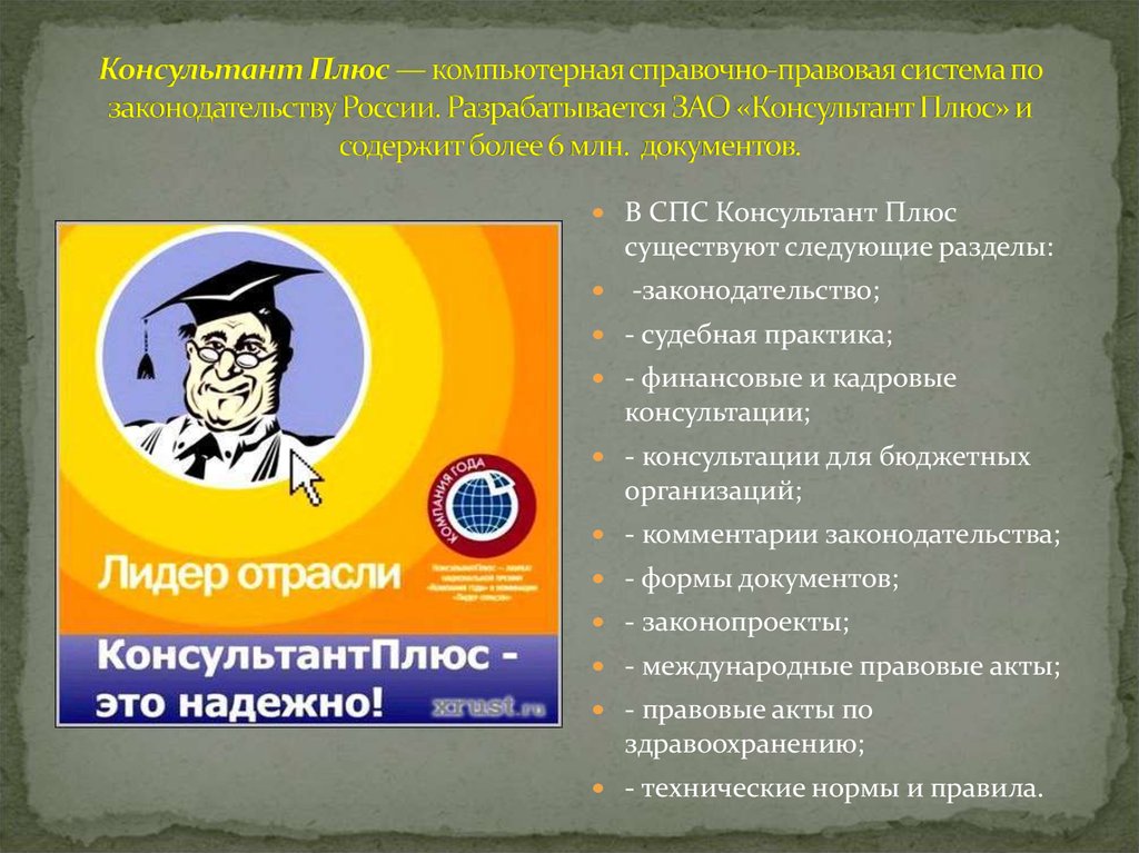 Справочно правовые системы презентация