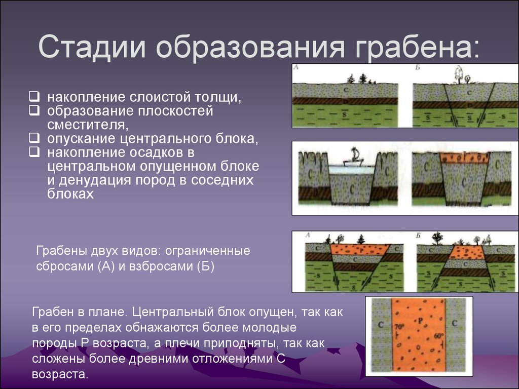 Стадии образования. Образование Горста и грабена. Все стадии образования. Грабен это в географии.