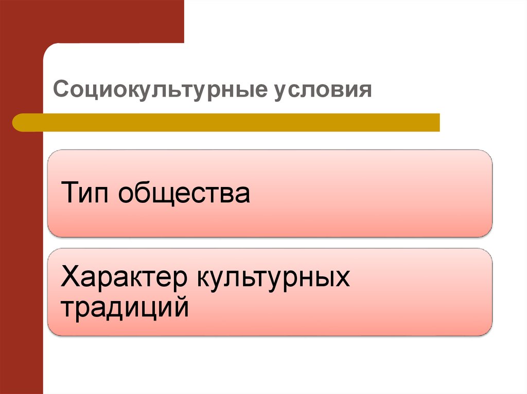 Тип условий. Социально-культурные условия это. Социокультурные условия это. Соц культурные предпосылки. Социокультурные предпосылки.