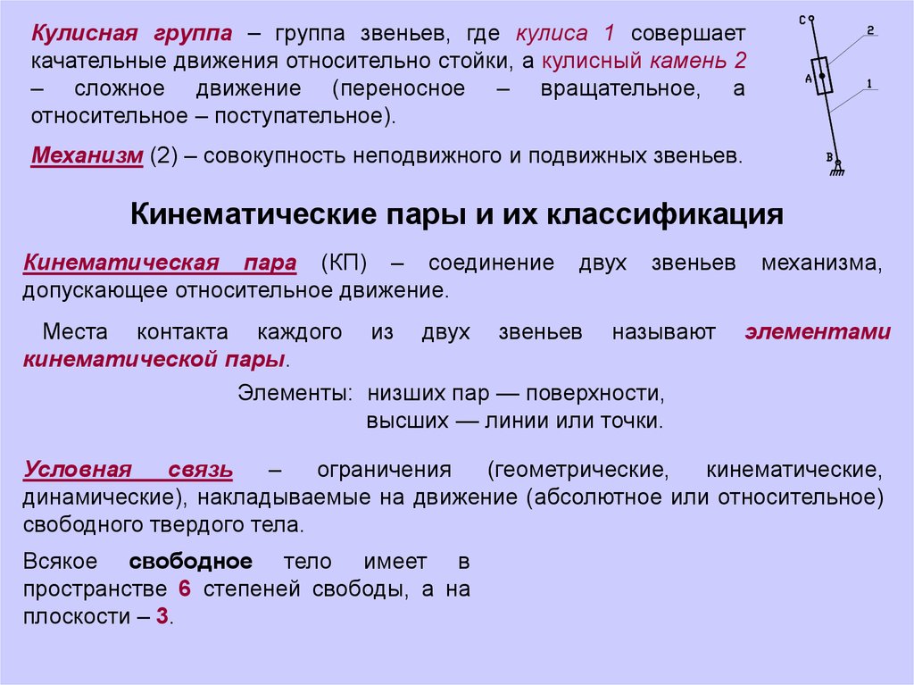 Условная связь это. Кинематические звенья. Геометрические кинематические пары. Кинематические ограничения. Кинематический анализ ограничений твердого тела.