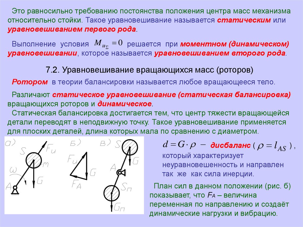 Условия механизма. Динамическим уравновешиванием масс механизма называется …. Методы уравновешивания механизмов. Динамическое уравновешивание. Уравновешивание массы механизма.