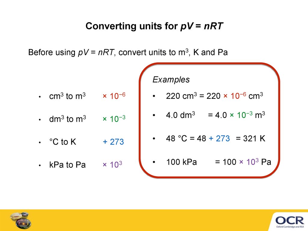 The ideal gas equation - online presentation