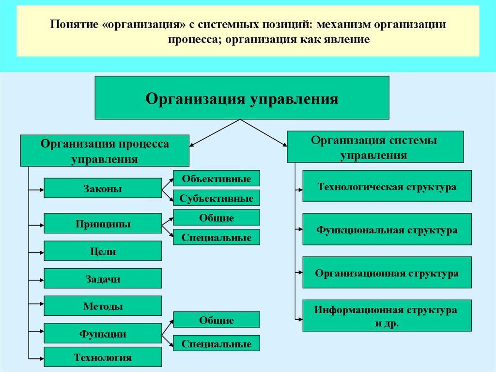 Особенности организации процесс организации