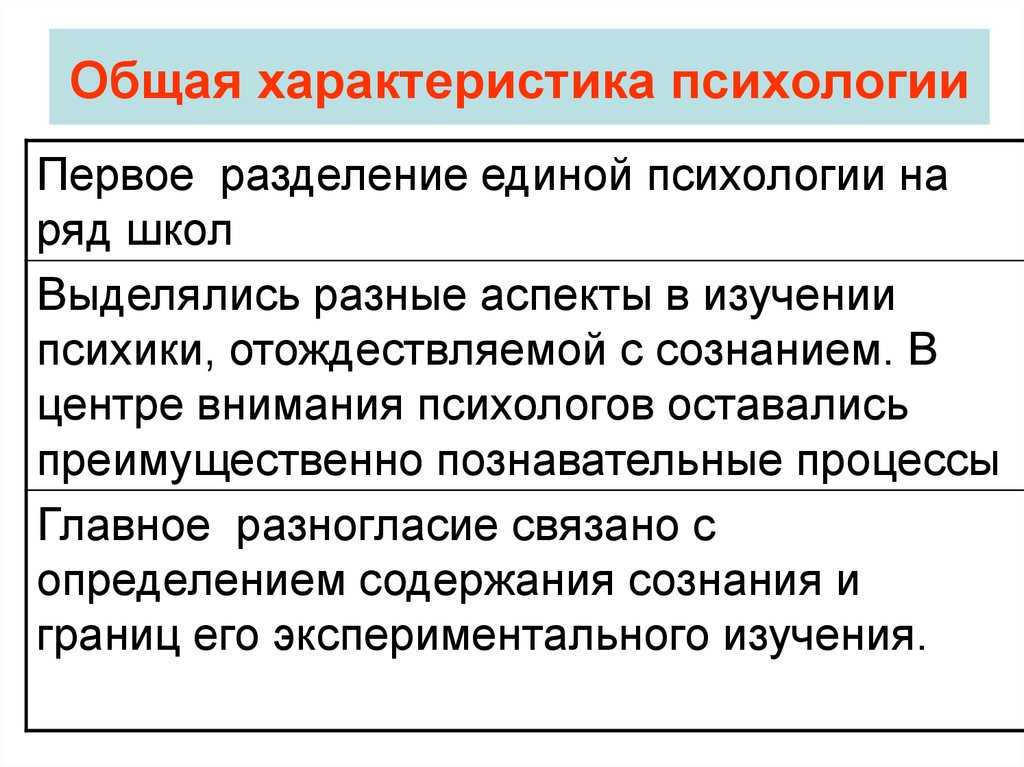 Психологии 19. Характеристика психологии. Общая психологическая характеристика. Выделите основные характеристики психики.. Характеристика областей психологии..