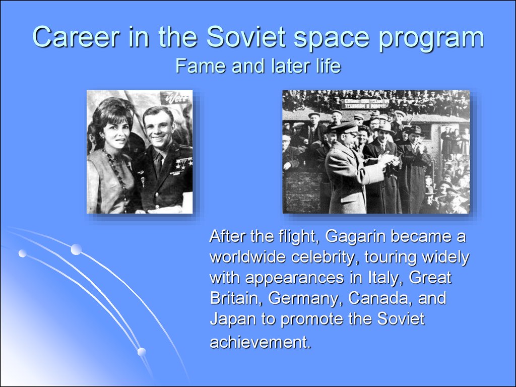 Career in the Soviet space program Fame and later life